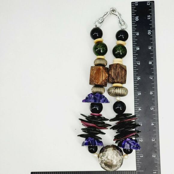 Coreen Vintage Wood Necklace Tribal Chunky Ethnic Bead Statement Art Superb READ - Picture 4 of 7